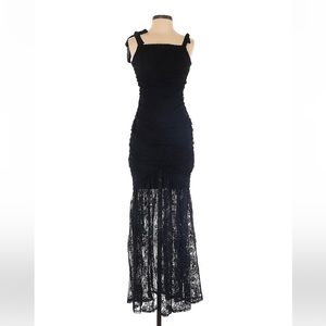 NWT XS black long lace NBD dress